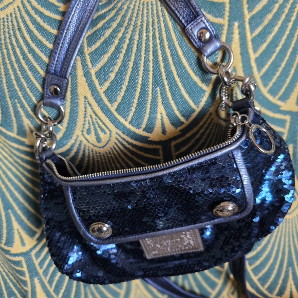 Coach Handbags - Coach Poppy Blue Sequin Crossbody Bag